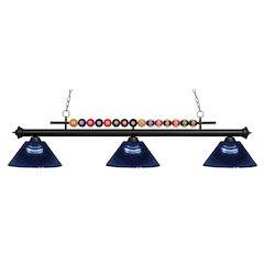 Z-Lite Shark 3 Light Billiard, Steel Frame, Dark Blue Shade Color