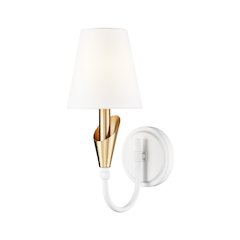 Z-Lite Claudelle 1 Light Wall Sconce in Textured White + Modern Gold color