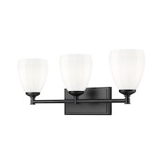 Z-Lite Oren 3 Light Vanity in Matte Black color, Steel frame
