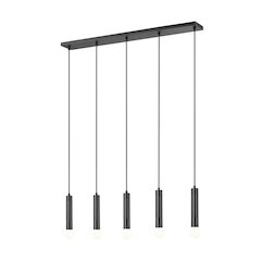 Z-Lite Stari 5 Light Linear Chandelier in Matte Black color, Steel frame