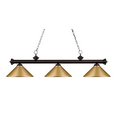 Z-Lite Riviera 3 Light Billiard, Steel Frame, Satin Gold Shade Color