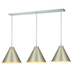 Z-Lite 3 Light Pendant, Brushed Nickel Frame Finish