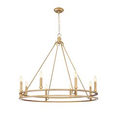Z-Lite Dennison 8 Light Chandelier in Signature Brass color, Steel frame