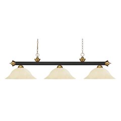 Z-Lite Riviera 3 Light Billiard, Steel Frame, Golden Mottle Shade Color