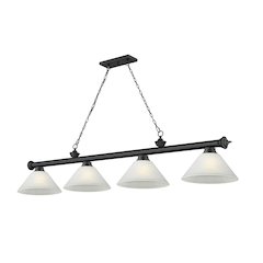 Z-Lite Cordon 4 Light Billiard, Steel Frame, White Linen Shade Color