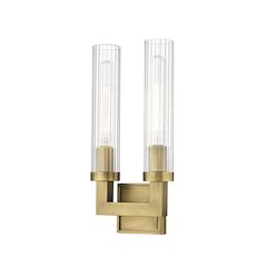 Z-Lite Beau 2 Light Wall Sconce in Rubbed Brass Frame Finish
