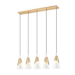 Z-Lite Aimie 5 Light Linear Chandelier, Modern Gold