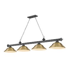 Z-Lite Cordon 4 Light Billiard, Steel Frame, Rubbed Brass Shade Color