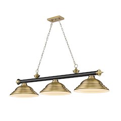 Z-Lite Cordon 3 Light Billiard, Steel Frame, Rubbed Brass Shade Color