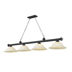 Z-Lite Cordon 4 Light Billiard, Steel Frame, White Mottle Shade Color