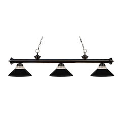 Z-Lite Riviera 3 Light Billiard, Clear Ribbed + Matte Black Shade Color