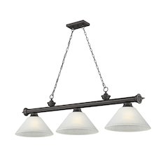 Z-Lite Cordon 3 Light Billiard, Steel Frame, White Linen Shade Color