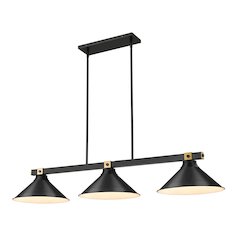 Z-Lite Bronte 3 Light Billiard, Steel Frame, Matte Black Shade Color
