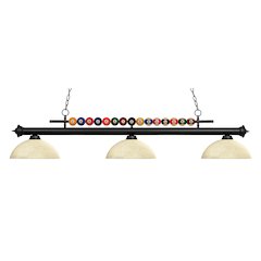 Z-Lite Shark 3 Light Billiard, Steel Frame, Golden Mottle Shade Color