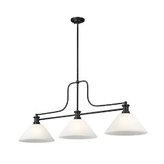 Z-Lite Melange 3 Light Billiard, Steel Frame, White Linen Shade Color
