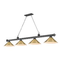 Z-Lite Cordon 4 Light Billiard, Steel Frame, Rubbed Brass Shade Color