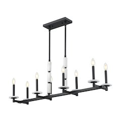 Z-Lite Kaden 8 Light Linear Chandelier in Matte Black color, Steel frame