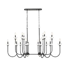 Z-Lite Allistair 16 Light Linear Chandelier in Matte Black color, Steel frame