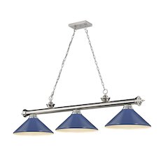 Z-Lite Cordon 3 Light Billiard, Steel Frame, Navy Blue Shade Color