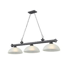 Z-Lite Cordon 3 Light Billiard, Steel Frame, White Linen Shade Color
