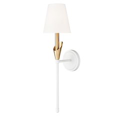 Z-Lite Claudelle 1 Light Wall Sconce in Textured White + Modern Gold color