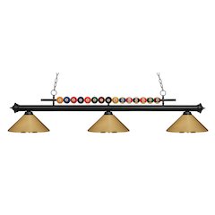 Z-Lite Shark 3 Light Billiard, Steel Frame, Polished Brass Shade Color