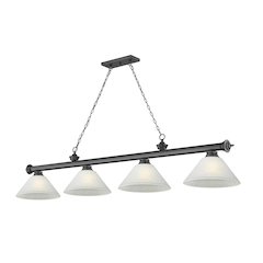Z-Lite Cordon 4 Light Billiard, Steel Frame, White Linen Shade Color