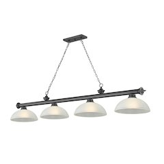 Z-Lite Cordon 4 Light Billiard, Steel Frame, White Linen Shade Color