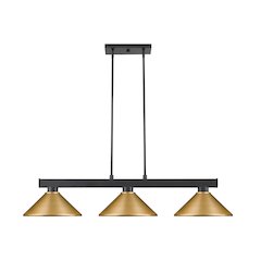 Z-Lite Cobalt 3 Light Billiard, Steel Frame, Satin Gold Shade Color