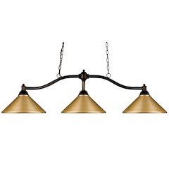 Z-Lite Chance 3 Light Billiard, Steel Frame, Satin Gold Shade Color