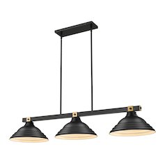 Z-Lite Bronte 3 Light Billiard, Steel Frame, Matte Black Shade Color