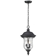Z-Lite Armstrong 3 Light Outdoor Chain Mount Ceiling Fixture, Black