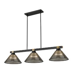 Z-Lite Bronte 3 Light Billiard, Steel Frame, Smoke Shade Color