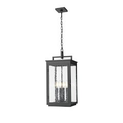 Z-Lite Hartwell 4 Light Outdoor Chain Mount Ceiling Fixture in Sand Black color
