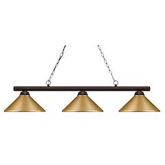 Z-Lite Shooter 3 Light Billiard, Steel Frame, Satin Gold Shade Color