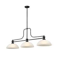 Z-Lite Melange 3 Light Billiard, Steel Frame, White Linen Shade Color