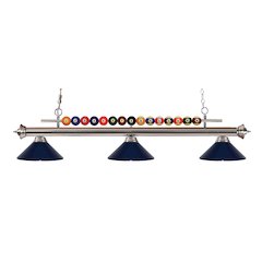 Z-Lite Shark 3 Light Billiard, Steel Frame, Navy Blue Shade Color