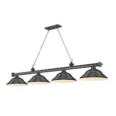 Z-Lite Cordon 4 Light Billiard, Steel Frame, Bronze Plate Shade Color
