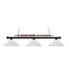 Z-Lite Shark 3 Light Billiard, Steel Frame, White Linen Shade Color