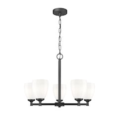 Z-Lite Oren 5 Light Chandelier in Matte Black color, Steel frame