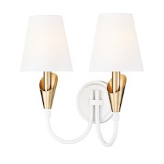 Z-Lite Claudelle 2 Light Wall Sconce in Textured White + Modern Gold color