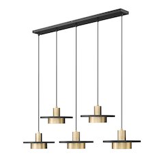 Z-Lite 5 Light Linear Chandelier, Matte Black + Modern Gold