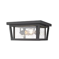 Z-Lite Seoul 3 Light Outdoor Flush Mount, Oil Rubbed Bronze