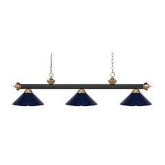 Z-Lite Riviera 3 Light Billiard, Steel Frame, Navy Blue Shade Color