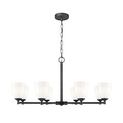 Z-Lite Oren 8 Light Chandelier in Matte Black color, Steel frame
