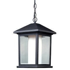 Z-Lite Mesa 1 Light Outdoor Chain Mount Ceiling Fixture, Black