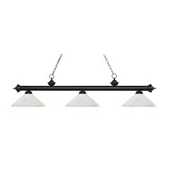 Z-Lite Riviera 3 Light Billiard, Steel Frame, White Linen Shade Color