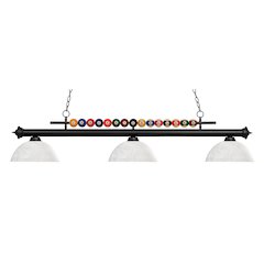 Z-Lite Shark 3 Light Billiard, Steel Frame, White Linen Shade Color