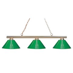 Z-Lite Sharp Shooter 3 Light Billiard, Steel Frame, Green  Shade Color