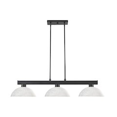Z-Lite Cobalt 3 Light Billiard, Steel Frame, White Linen Shade Color
